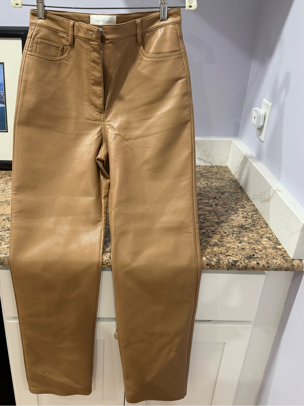Wilfred Straight-Leg Faux Leather Jeans in Tan